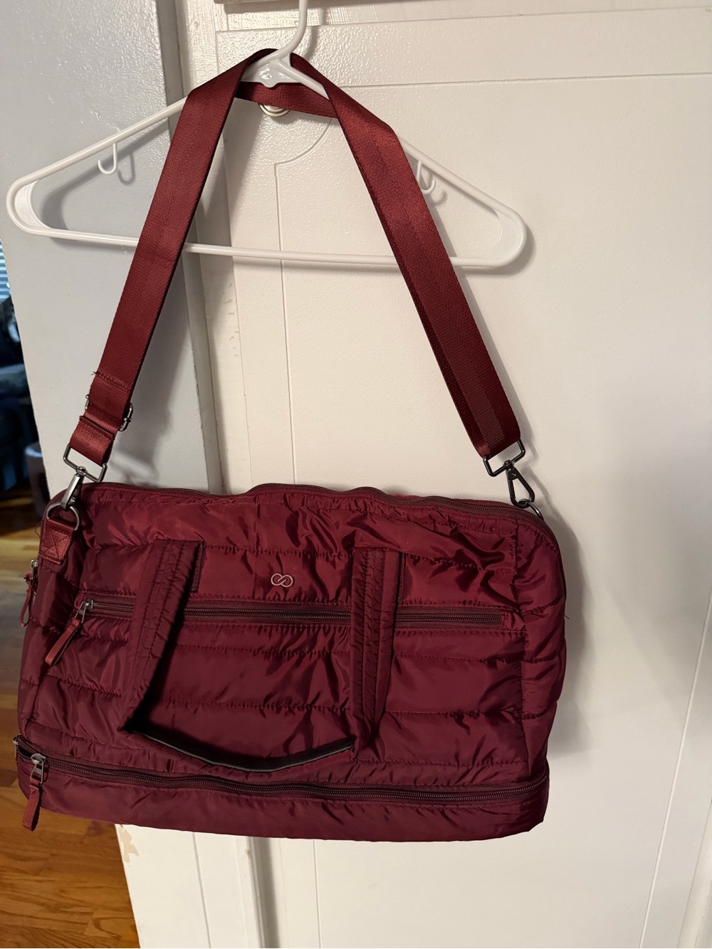 Calia weekender Quilted Maroon Crossbody Duffel Bag